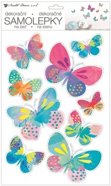Samolepky na zeď 42 x 25 cm, barevní motýlci