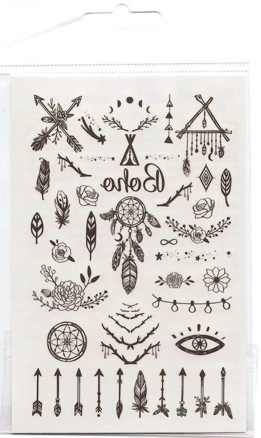 Tetovací obtisky 8,5 x 13 cm, boho