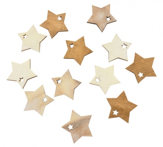 Dřevěné hvězdy hnědé a bílé 4 cm, 12 ks  : 8595603438630