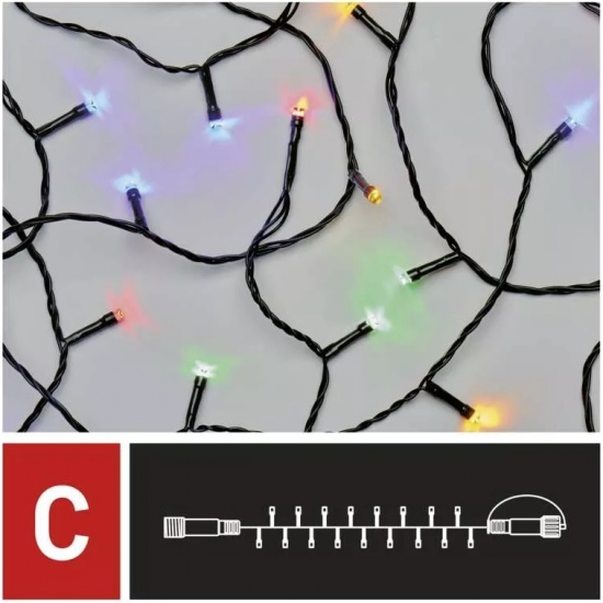 Osvětlení vánoční - nadstavitelný řetěz 10 m-100 LED multicolor+ 5 cm přívodní kabel Anděl Přerov s.r.o.