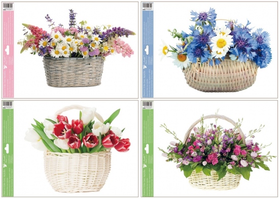 Okenní fólie květiny v košíku 42x30 cm : 8595603470326