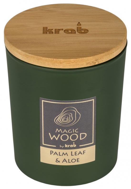 Svíčka Mgic Wood s dřevěným knotem - Palm Leaf & Aloe 300g 