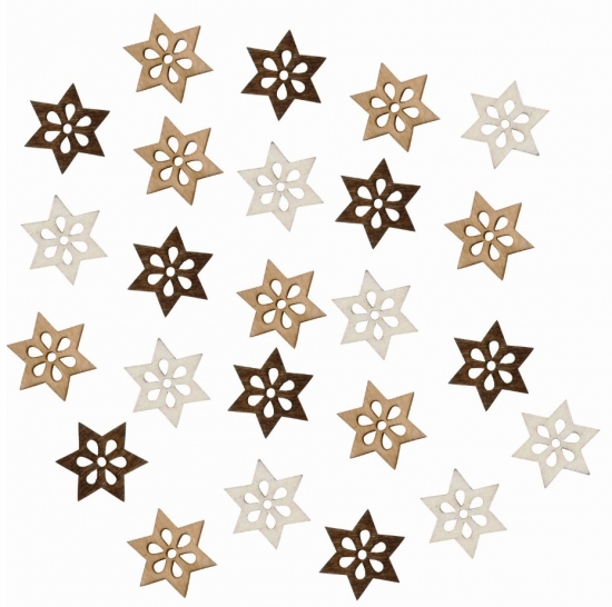 Dřevěné hvězdy hnědé 2 cm, 24 ks 