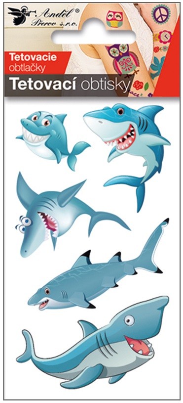 Tetovací obtisky 10,5 x 6 cm - veselí žraloci