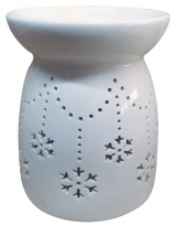 Aromalampa porcelánová s vločkami 13 cm, bílá