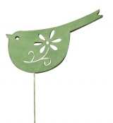 Dřevěný ptáček 8 cm zelený + drátek 