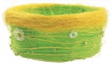 Jarní košíček ze sisalu s kopretinkami a perličkami 18cm