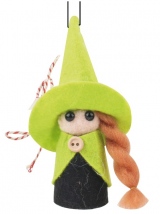 Čarodějka s knoflíkem 10,5 cm zelená