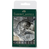 Popisovač Faber-Castell Pitt Artist Pen Black&Grey sada 8 ks, různé hroty, černý a šedý