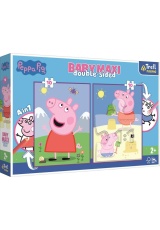 Trefl Puzzle Baby maxi Prasátko Peppa Dobrý den 2x10 dílků - oboustranné