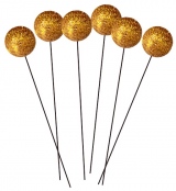 Kuličky na drátku zlaté s glitrem 1,5 cm, 12 ks
