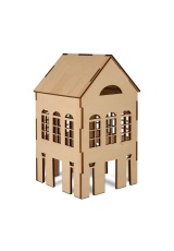 Dřevěná 3D dekorace domečku: 3 okýnka