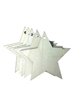 Creatissimo - dřevěný výřez ve tvaru hvězdy s dírkou 7 cm sada 5 kusů