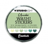 Washi samolepky Studio Light, 100 ks - Zelená srdíčka