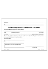 Informace pro rodiče, zákonného zástupce, list A5