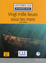 Lecture CLE en francais facile Niveau 1/A1 Vingt mille lieues sous les mers Livre + CD