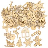 Dřevěné vánoční mini dekorace (45ks) AV678