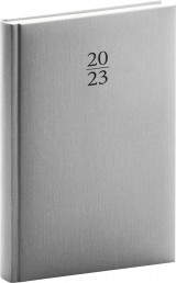 Denní diář Capys 2023, stříbrný, 15 × 21 cm