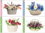 Okenní fólie květiny v košíku 42x30 cm