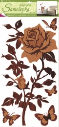Samolepky na zeď růže s imitací dřeva, 60x32 cm