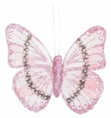 Motýl na klipu 12 cm, růžový 