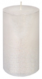Svíčka válec s bílým flitrem 70x130 mm